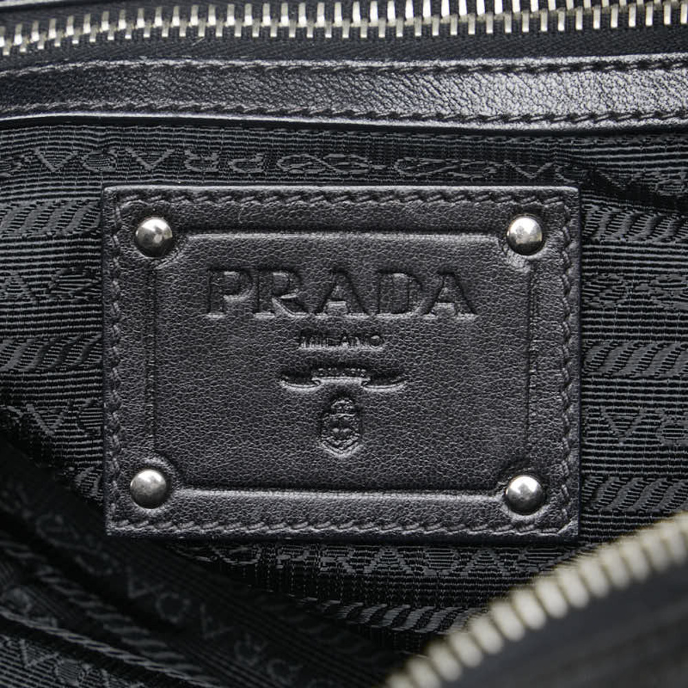 Prada bag ruffle nylon handles Bauletto black Tessuto leather - Picture 5 of 9